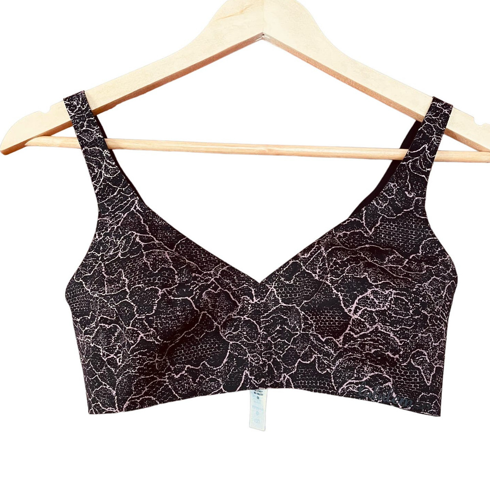 Lululemon Like Nothing Bra Lacescape Spanish Rose Black Wireless Size 32C NEW
